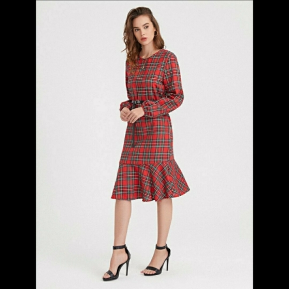 NWT Red Belted Dress - Picture 4 of 7